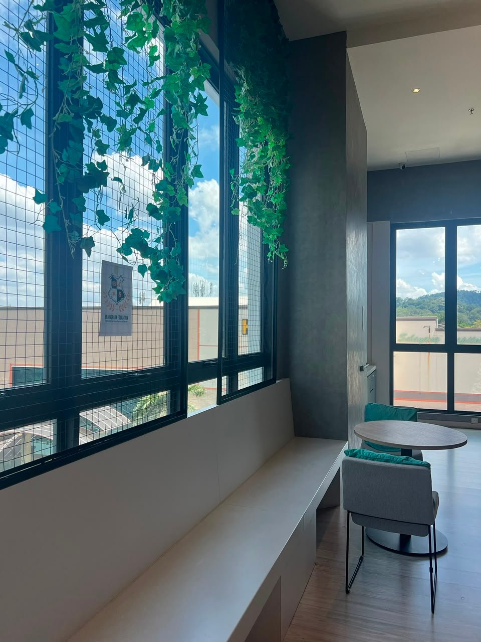 Community study area with greenery